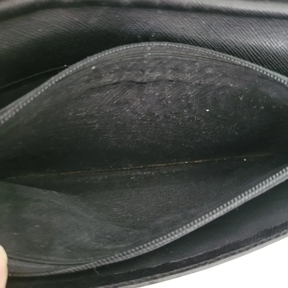 Vintage Prada Milano Green Nylon Saffiano Leather Envelope Wallet Made in Italy‎
